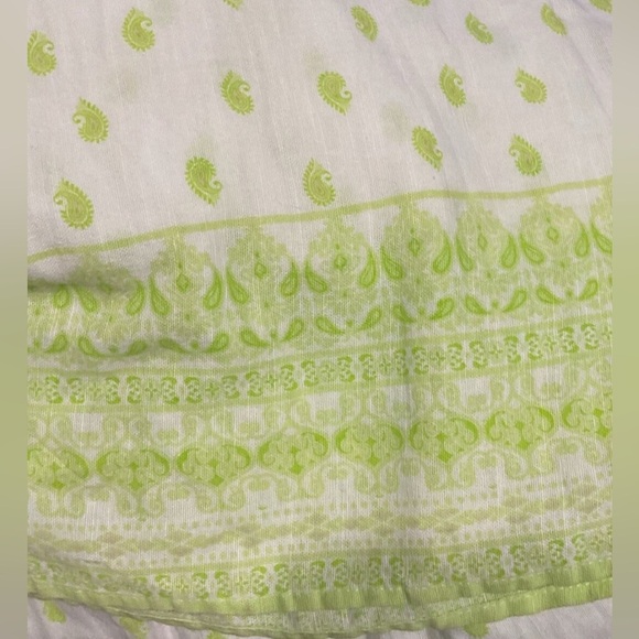 ZARA Embroidered Rustic Tunic Midi Dress Beach Cover Up White/Green Sz M - Picture 11 of 14